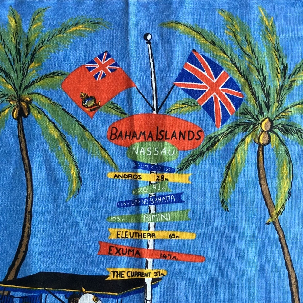 Vintage dead stock linen tea towel souvenir Nassau Bahamas 60s 70s - Picture 11 of 16